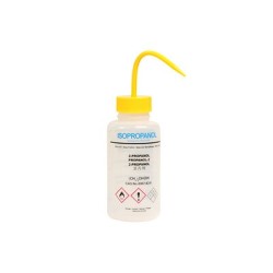 Frasco lavador boca ancha 500 mL etiquetado "Isopropanol"