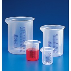 Vaso forma baja PP grad. azul, 500 mL